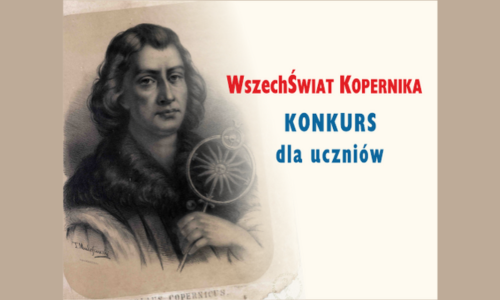 Grafika wprowadzająca - napis Wszechświat Kopernika Konkurs dla uczniów 